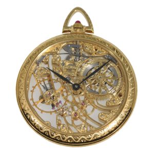 Exquisite Swiss gold skeletonized pocket watch Circa 1978