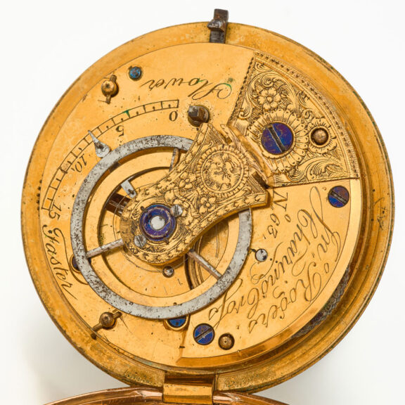 English 18 carat gold keywind hunting cased glassless watch English 18 carat gold keywind hunting cased glassless watch