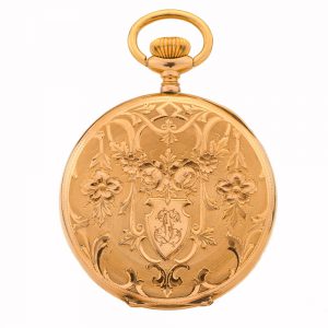 Fine Swiss 14k gold engraved lever pocket watch Circa 1900