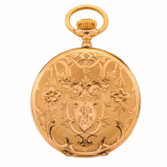 Fine Swiss 14k gold engraved lever pocket watch Circa 1900
