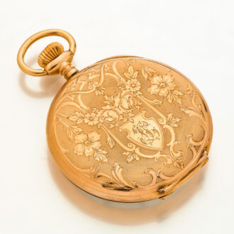 Fine Swiss 14k gold engraved lever pocket watch Circa 1900