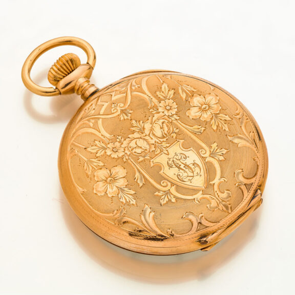 Fine Swiss 14k gold engraved lever pocket watch Circa 1900 Fine Swiss 14k gold engraved lever pocket watch Circa 1900