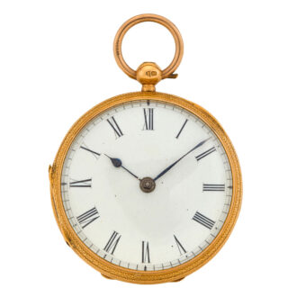 Front bezel opened by depressing the button at the gold pendant.
