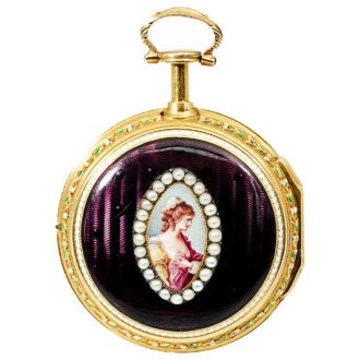 English ornamental gold enamel verge pocket watch Circa 1790