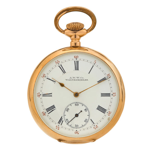 Fine American 14 carat gold open faced watch Circa 1900
