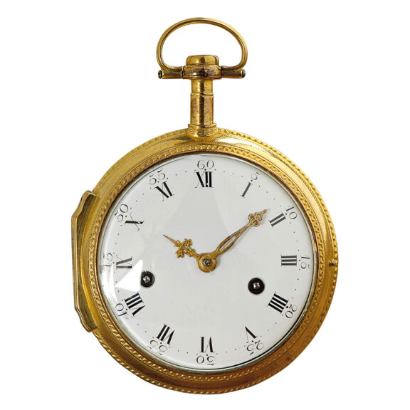 French fire gilded hour repeating pocket watch Circa 1780 French fire gilded hour repeating pocket watch Circa 1780