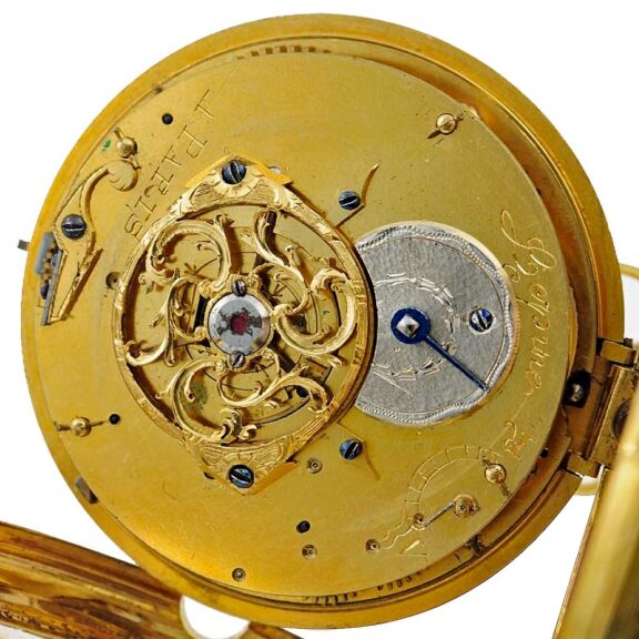 French fire gilded hour repeating pocket watch Circa 1780 French fire gilded hour repeating pocket watch Circa 1780