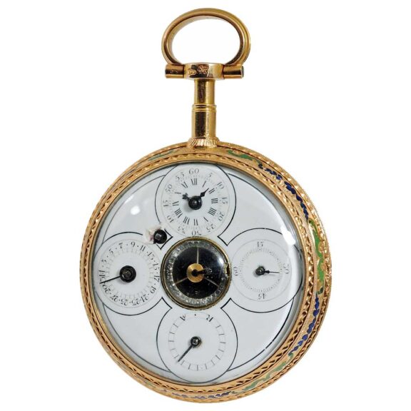 French early double sided gold enamel pocket watch Circa 1780
