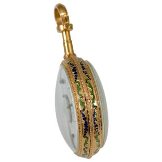 French early double sided gold enamel pocket watch Circa 1780