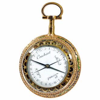 French early double sided gold enamel pocket watch Circa 1780
