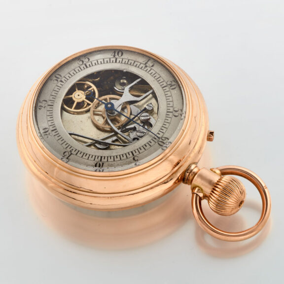 A Swiss gold double face watch with chronograph Circa 1870 A Swiss gold double face watch with chronograph Circa 1870