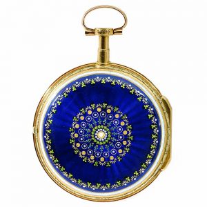 Swiss ornamental gold enamel verge pocket watch Circa 1790