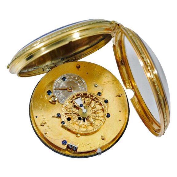 Swiss ornamental gold enamel verge pocket watch Circa 1790 Swiss ornamental gold enamel verge pocket watch Circa 1790