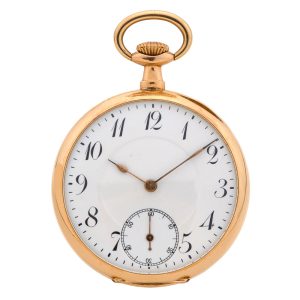 Swiss 14 carat gold lever open faced pocket watch Circa 1910