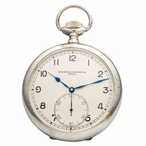 Large and fine Swiss silver deck chronometer watch Circa 1943