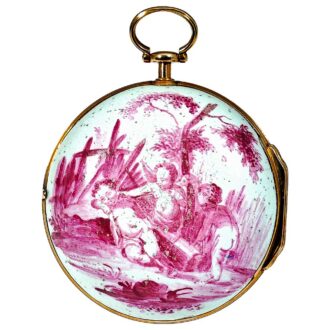 French remarkable gold and porcelain verge watch Circa 1770