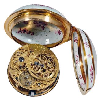 French remarkable gold and porcelain verge watch Circa 1770
