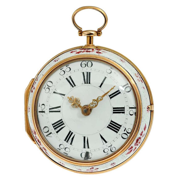 French remarkable gold and porcelain verge watch Circa 1770