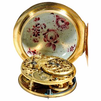 French remarkable gold and porcelain verge watch Circa 1770
