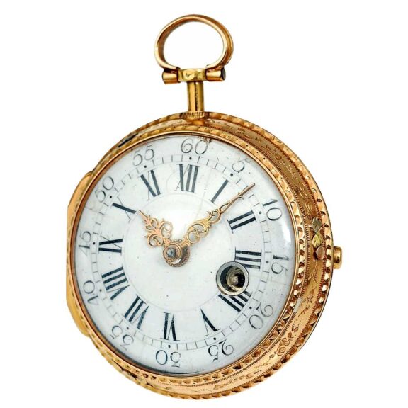 French charming gold enamel verge pocket watch Circa 1770 French charming gold enamel verge pocket watch Circa 1770