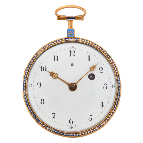 French gold enamel verge watch with half pearls Circa 1810 French gold enamel verge watch with half pearls Circa 1810