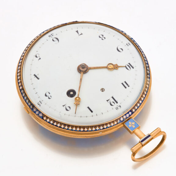 French gold enamel verge watch with half pearls Circa 1810 French gold enamel verge watch with half pearls Circa 1810