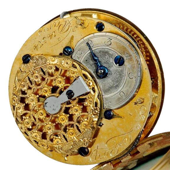French ornamental gold enamel verge pocket watch Circa 1760 French ornamental gold enamel verge pocket watch Circa 1760