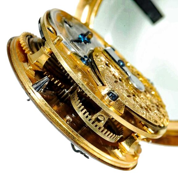 French ornamental gold enamel verge pocket watch Circa 1760 French ornamental gold enamel verge pocket watch Circa 1760