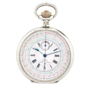 Swiss silver keyless chronotachymetre pocket watch with chronograph Circa 1903