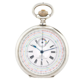 Swiss silver keyless chronotachymetre pocket watch with chronograph Circa 1903