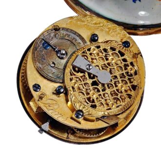 French ornamental gold enamel verge pocket watch Circa 1760