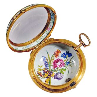 French ornamental gold enamel verge pocket watch Circa 1760