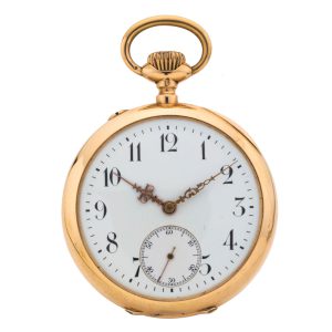 Swiss 14k gold keyless wind open faced lever watch Circa 1915