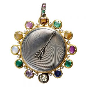 French gold cylinder watch studded with Gemstones Circa 1800