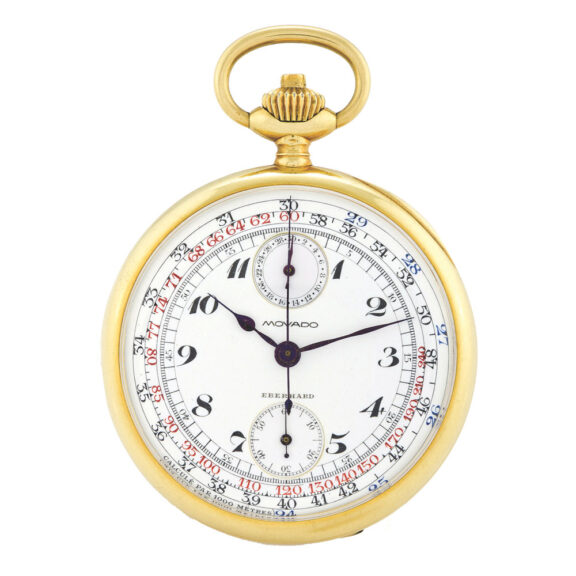 Swiss yellow gold chronograph with tachometer for Eberhard Milan Circa 1910