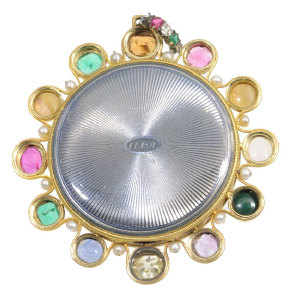 French gold cylinder watch studded with Gemstones Circa 1800 French gold cylinder watch studded with Gemstones Circa 1800