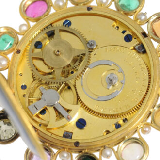 French gold cylinder watch studded with Gemstones Circa 1800