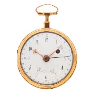 French 18 carat gold verge pocket watch with date Circa 1790
