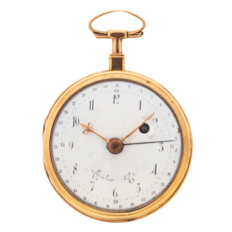 French 18 carat gold verge pocket watch with date Circa 1790