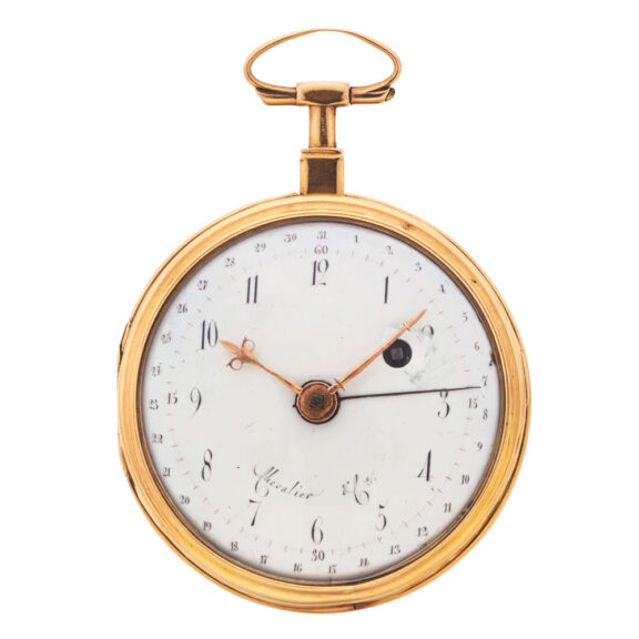 French 18 carat gold verge pocket watch with date Circa 1790