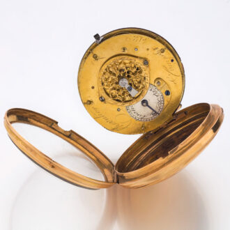 French 18 carat gold verge pocket watch with date Circa 1790