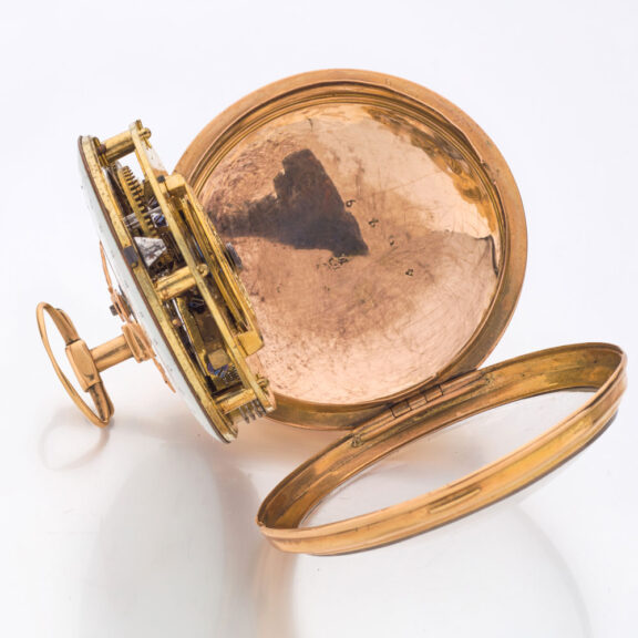 French 18 carat gold verge pocket watch with date Circa 1790 French 18 carat gold verge pocket watch with date Circa 1790