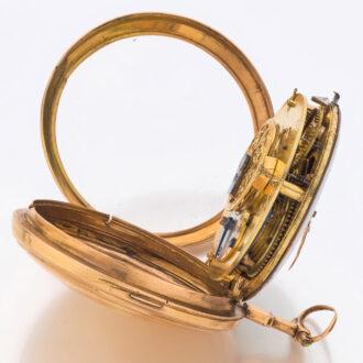 French 18 carat gold verge pocket watch with date Circa 1790