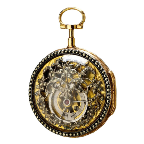 French gold verge skeletonized pocket watch Circa 1780 French gold verge skeletonized pocket watch Circa 1780