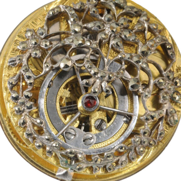 French gold verge skeletonized pocket watch Circa 1780 French gold verge skeletonized pocket watch Circa 1780