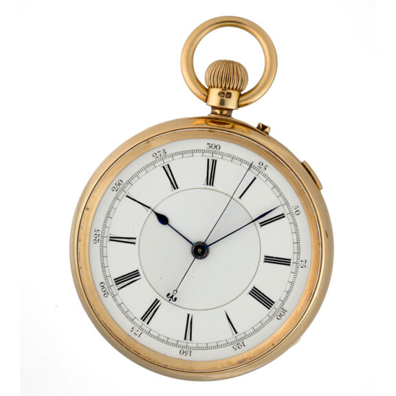 An English gold stopable centre seconds lever watch Circa 1888 An English gold stopable centre seconds lever watch Circa 1888