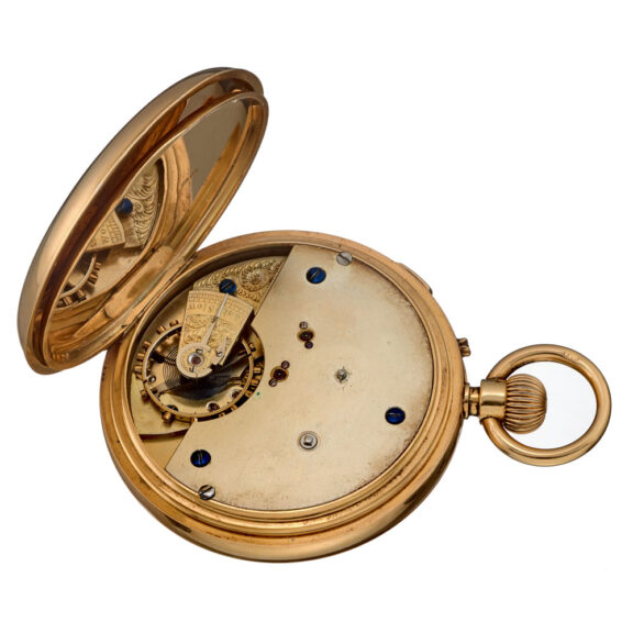 An English gold stopable centre seconds lever watch Circa 1888 An English gold stopable centre seconds lever watch Circa 1888