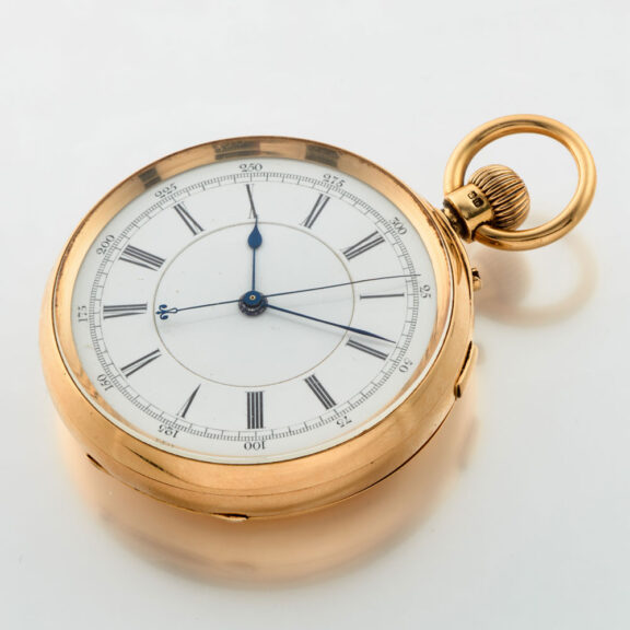 An English gold stopable centre seconds lever watch Circa 1888 An English gold stopable centre seconds lever watch Circa 1888