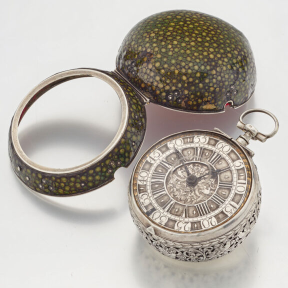German silver pair cased hour repeating verge Circa 1690 German silver pair cased hour repeating verge Circa 1690