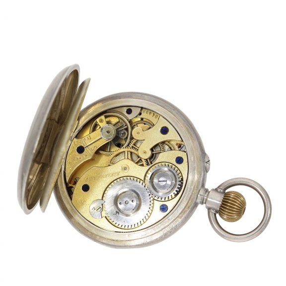 Swiss silver watch with jumping hours and minutes Circa 1890 Swiss silver watch with jumping hours and minutes Circa 1890